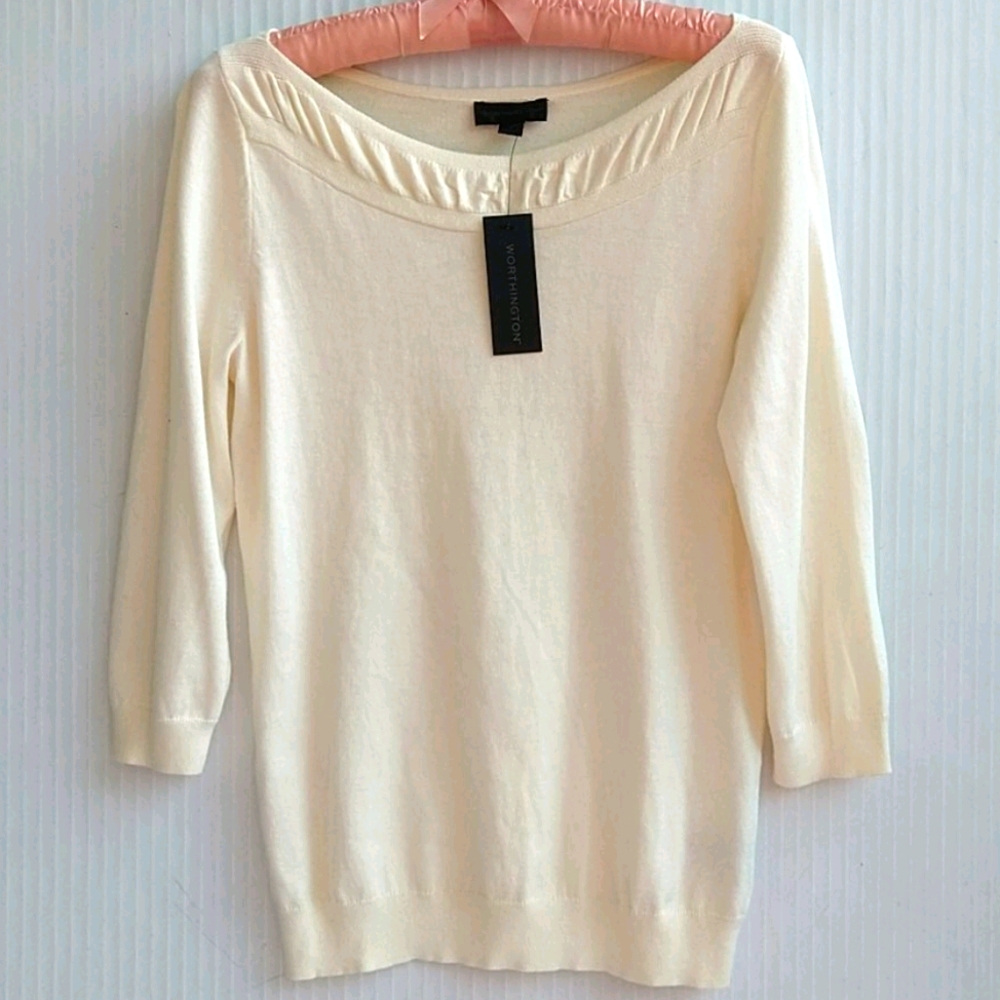 Worthington Woman's Knit Top 3/4 Sleeve Boat neck